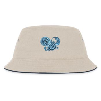 Blaues Ornament - Kinder Bucket Hat - Natur/Navy - Vorne