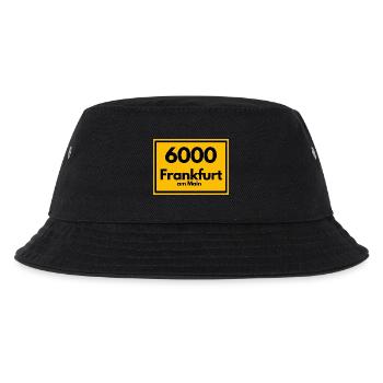 Ortsschild - damals Retro urban PLZ 6000 Frankfurt - Kinder Bucket Hat - Schwarz - Vorne