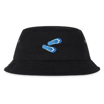 Badelatschen Jeans Latschen Schuhe Flip Flops Camp - Kinder Bucket Hat - Schwarz - Vorne
