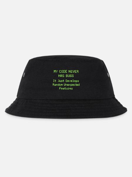 Mein Code hat nie Bugs, er entwickelt nur zufällig - Kinder Bucket Hat - Schwarz