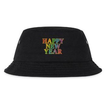 Frohes Neujahr Glitter Regenbogen Silvester - Kinder Bucket Hat - Schwarz - Vorne