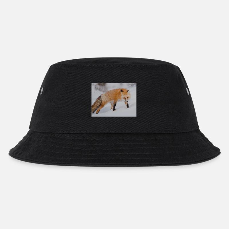 Fuchs im Schnee Aquarell - Kinder Bucket Hat - Schwarz
