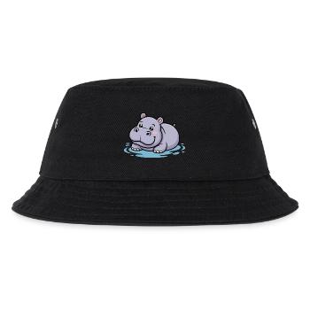 Cute hippo in a puddle - Kids’ Bucket Hat - black - Front