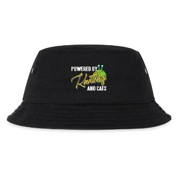Powered by Knitting and Cats Humor Life - Kinder Bucket Hat - Schwarz - Vorne