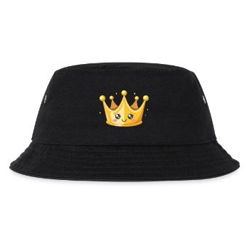 Kawaii Goldene Krone Illustration - Kinder Bucket Hat - Schwarz - Vorne