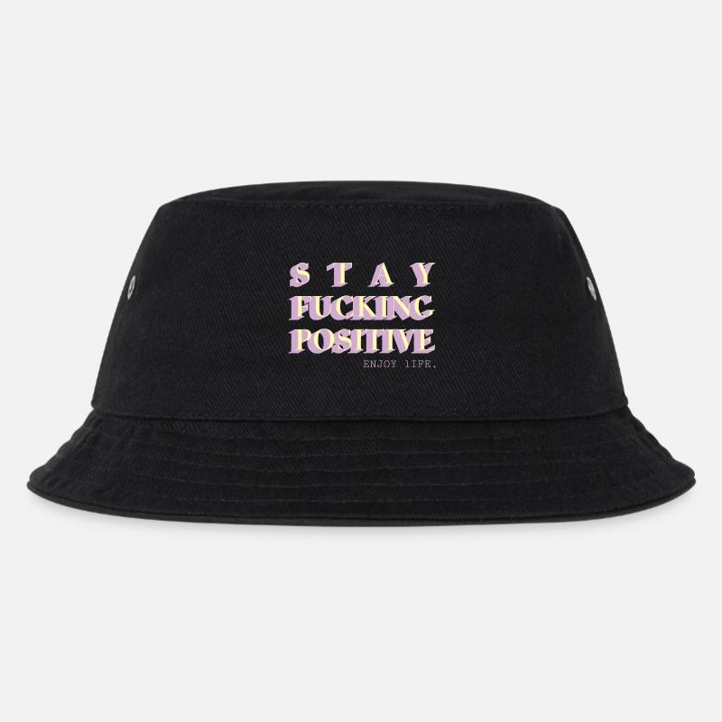 Stay Positive Typo Statement - Kinder Bucket Hat - Schwarz