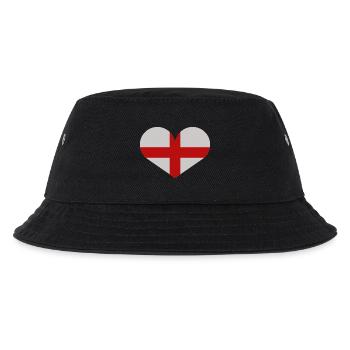 Herzförmige englische Flagge - Kinder Bucket Hat - Schwarz - Vorne