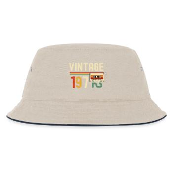 Vintage Cassette 1970s Stripes - Kids’ Bucket Hat - ecru/navy - Front