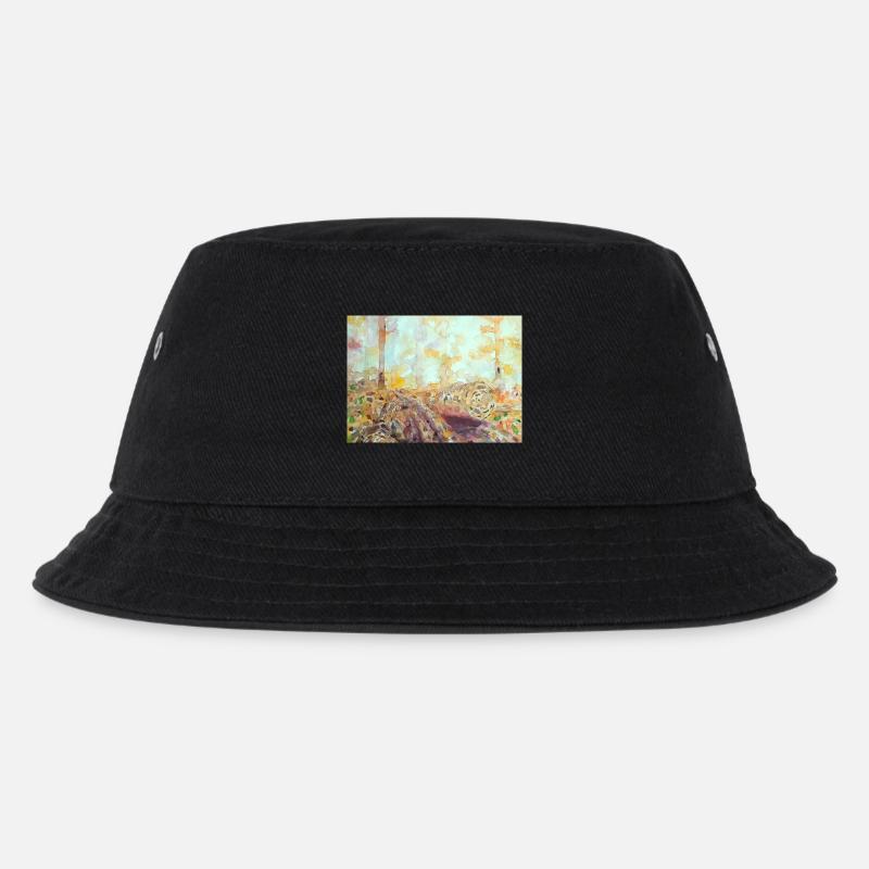 Wald-Aquarelllandschaft im Herbst - Kinder Bucket Hat - Schwarz
