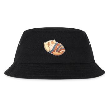 Katze Schlafen - Kinder Bucket Hat - Schwarz - Vorne