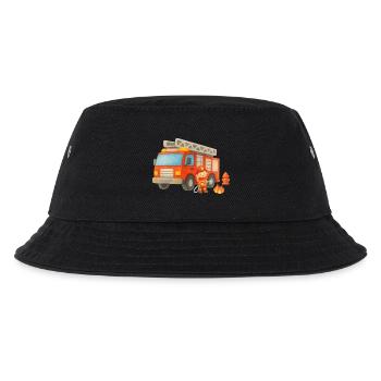 Little Firefighter Cartoon Design - Kids’ Bucket Hat - black - Front
