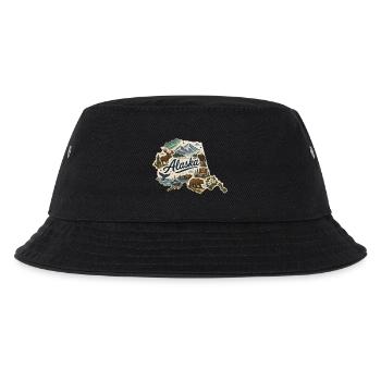 Alaska State Vintage Reise-Souveniraufkleber - Kinder Bucket Hat - Schwarz - Vorne