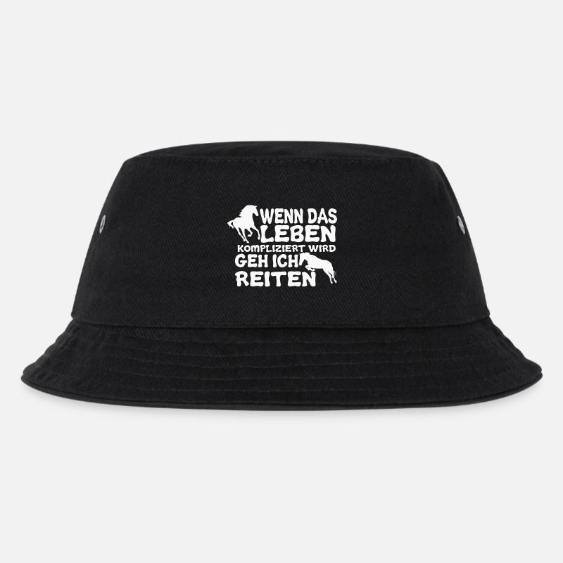 Wenn das Leben kompliziert wird geh ich reiten - Kinder Bucket Hat - Schwarz