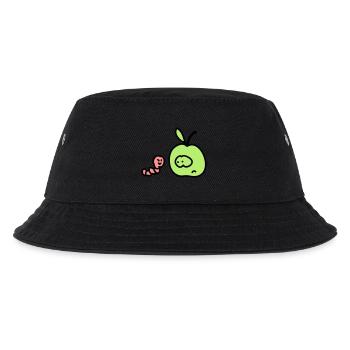 Apfel + Wurm 3 - Kinder Bucket Hat - Schwarz - Vorne