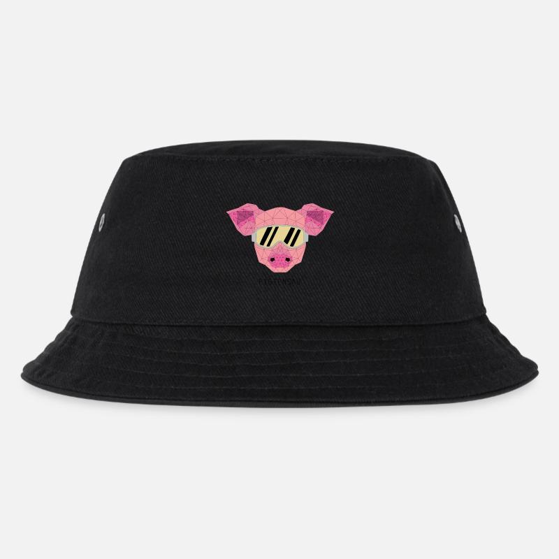 Pistensau - Skifahren - Snowboaden - Apres Ski - Kinder Bucket Hat - Schwarz