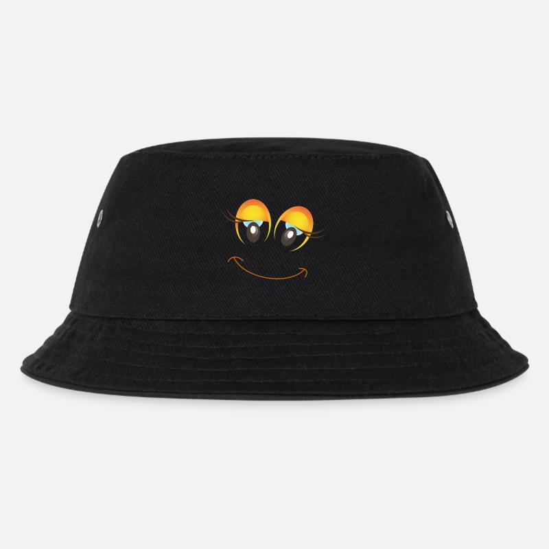 Fröhlicher Weiblicher Smiley Geschenk Idee - Kinder Bucket Hat - Schwarz