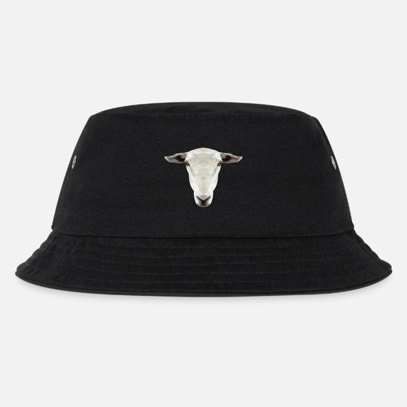 Schaf Kopf – Geometrisches Low Poly Tierdesign - Kinder Bucket Hat - Schwarz