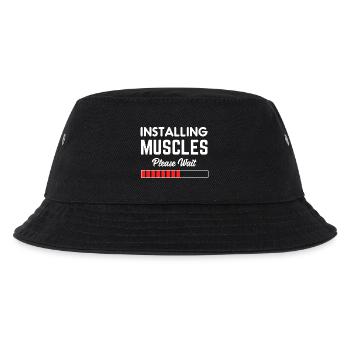 Installing Muscles Please Wait - Kids’ Bucket Hat - black - Front