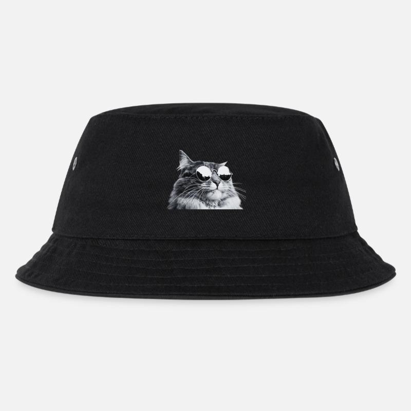 Graue Katze mit Sonnenbrille Porträt - Kinder Bucket Hat - Schwarz