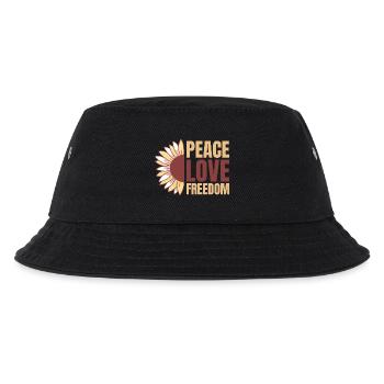 Frieden Freiheit Friedenszeichen Sonnenblume Liebe - Kinder Bucket Hat - Schwarz - Vorne