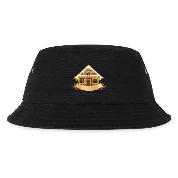 cozy log cabin with banners to label - Kids’ Bucket Hat - black - Front