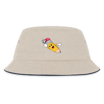 Bleistift Fußballspieler Fußball - Kinder Bucket Hat - Natur/Navy - Vorne