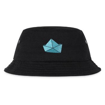 Papierboot Fisch Schuppen urlaubsreif Schiff Boot - Kinder Bucket Hat - Schwarz - Vorne