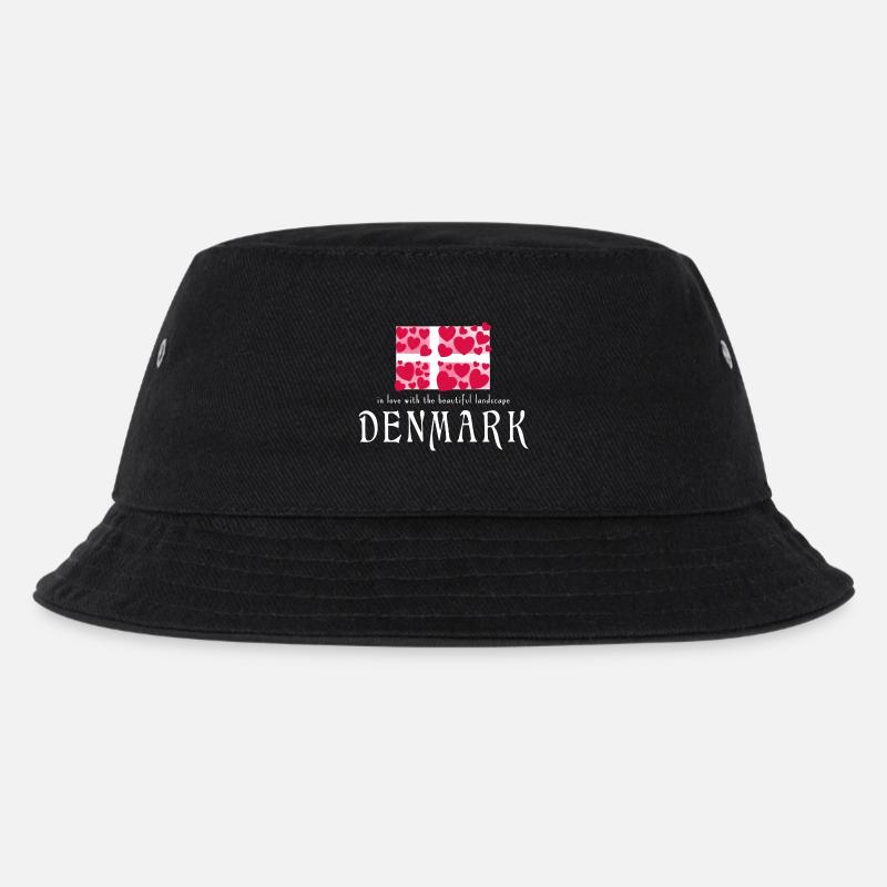 Denmark Dänemark Danmark - Kinder Bucket Hat - Schwarz