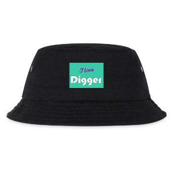 I love Digger - Kinder Bucket Hat - Schwarz - Vorne