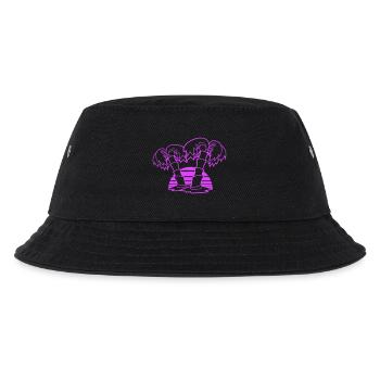 2 Palm Trees Island Tree Stripes Sun Sunset - Kids’ Bucket Hat - black - Front