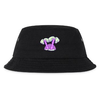 2 Palm Trees Island Tree Stripes Sun Sunset - Kids’ Bucket Hat - black - Front