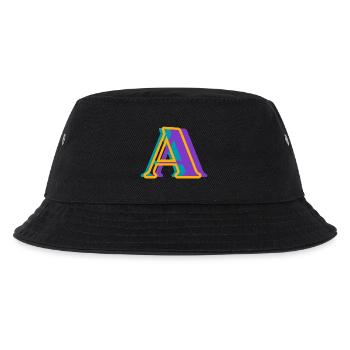 Buchstabe A mehrfarbig - originelle Geschenkidee - Kinder Bucket Hat - Schwarz - Vorne