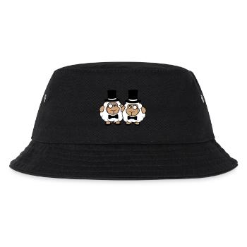 2 Schafe Herren Gentlemen Zylinder Hut Monokel Sir - Kinder Bucket Hat - Schwarz - Vorne