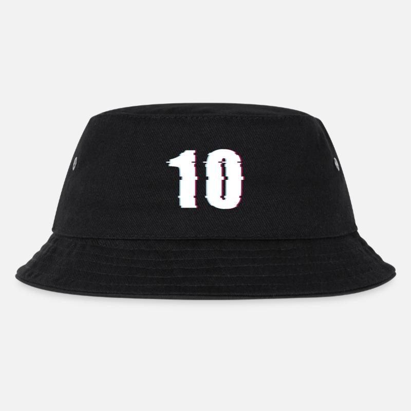 10 Ten Number Effect Distorted Number - Kids’ Bucket Hat - black