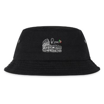 Handgezeichnetes Kolosseum Rom Weiß auf Schwarz - Kinder Bucket Hat - Schwarz - Vorne