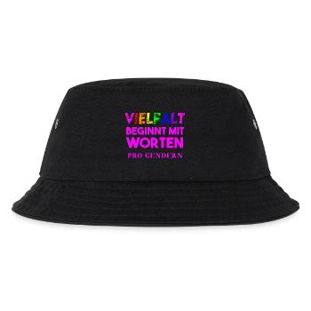 Vielfalt beginnt mit Worten Geschenkidee gendern - Kinder Bucket Hat - Schwarz - Vorne