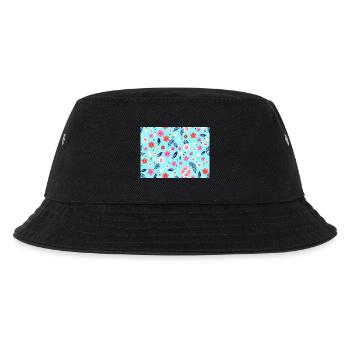 Floral pattern with surfboards on sky blue - Kids’ Bucket Hat - black - Front
