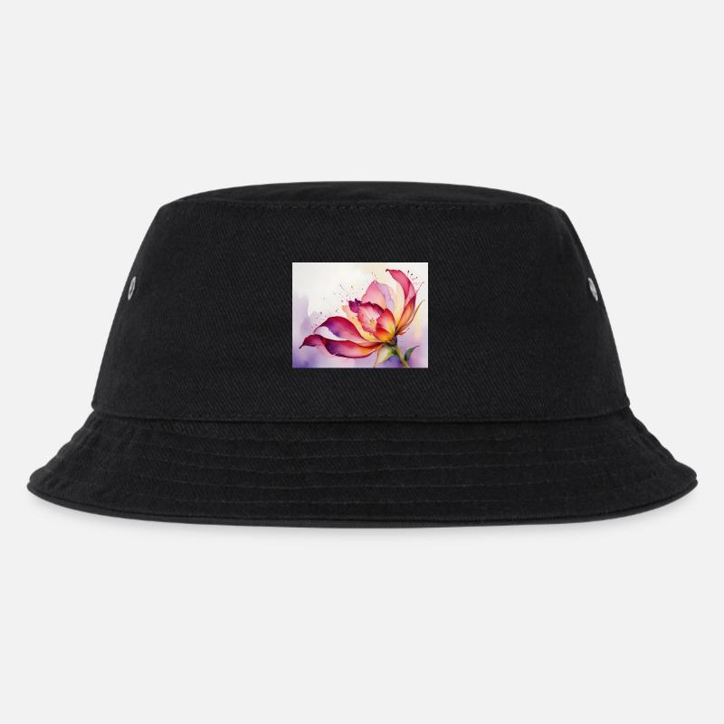 Wasserfarbige Blütenpracht - Kinder Bucket Hat - Schwarz