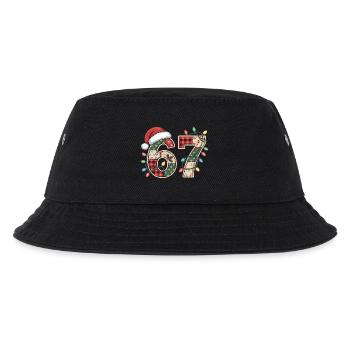 Lustige Xmas Zahl 67 mit Lichterkette - Kinder Bucket Hat - Schwarz - Vorne