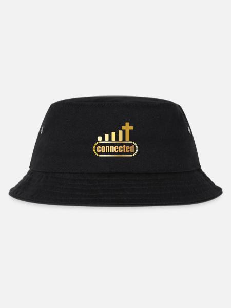 Connected - Kreuz - gold - christlich - Kinder Bucket Hat - Schwarz