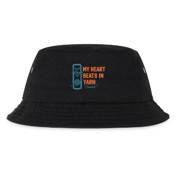Lustiges Häkeln – mein Herz schlägt in Garn Häkelliebhaber - Kinder Bucket Hat - Schwarz - Vorne