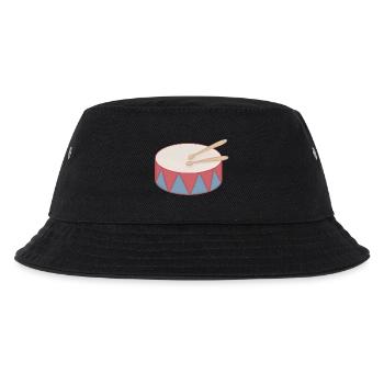 Cartoon Trommel mit Dreiecksdekor - Kinder Bucket Hat - Schwarz - Vorne