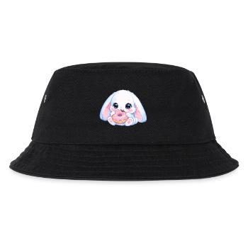 Kawaii Hase mit Donut - Kinder Bucket Hat - Schwarz - Vorne