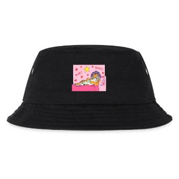 Pink Tiger Lounge mit Herzen und Haarlockenwicklern - Kinder Bucket Hat - Schwarz - Vorne