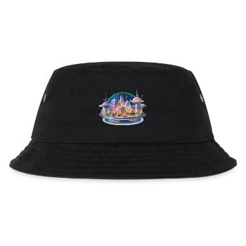 Futuristische Stadtinsel im Neonlicht - Kinder Bucket Hat - Schwarz - Vorne