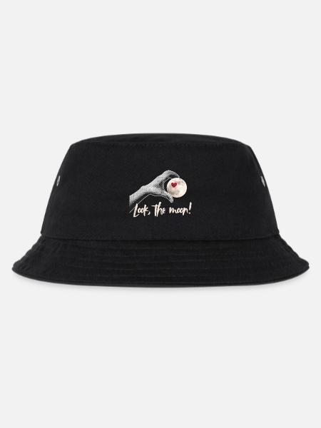 Look the moon! Moonlover Design - Kinder Bucket Hat - Schwarz