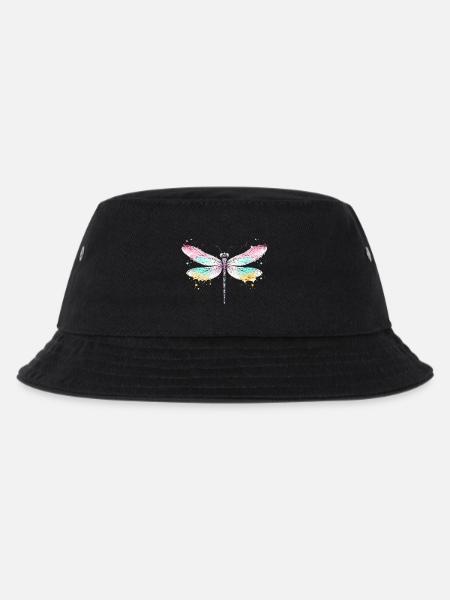 Libelle mit Aquarellflügeln - Kinder Bucket Hat - Schwarz
