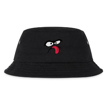 Dicke Augenbrauen Comic Gesicht Zunge Rausstrecken - Kinder Bucket Hat - Schwarz - Vorne