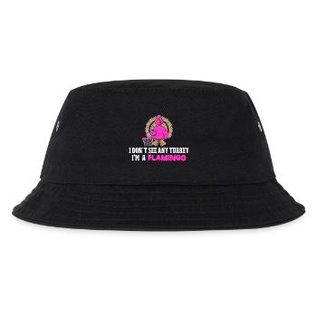 Thanksgiving Rosa Türkei versteckt sich als Flamingo Geschenk - Kinder Bucket Hat - Schwarz - Vorne