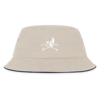 Totenkopf mit Knochenkreuz - Kinder Bucket Hat - Natur/Navy - Vorne